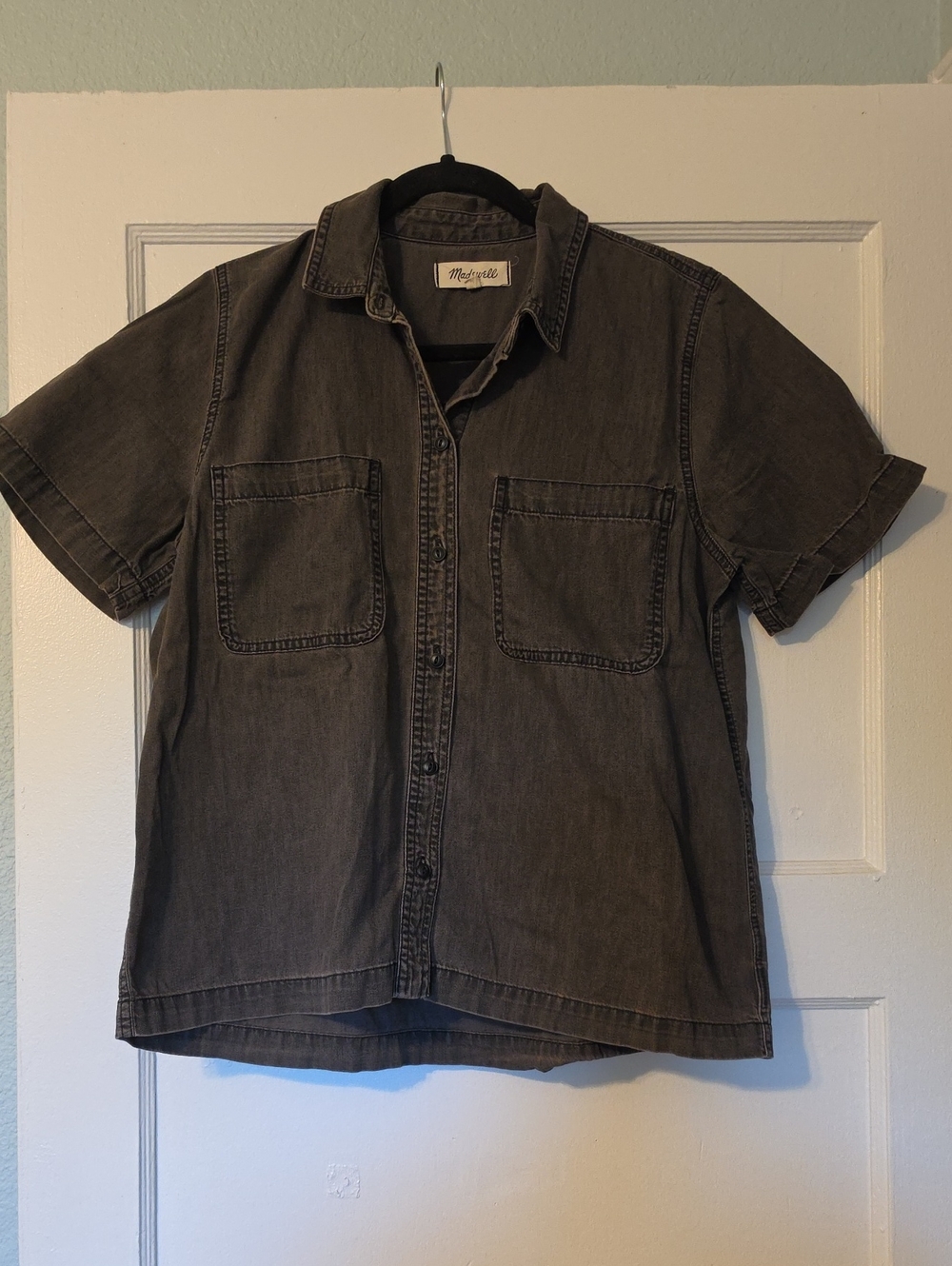 Madewell Short-Sleeve Button-Up Shirt in Lunar Wash